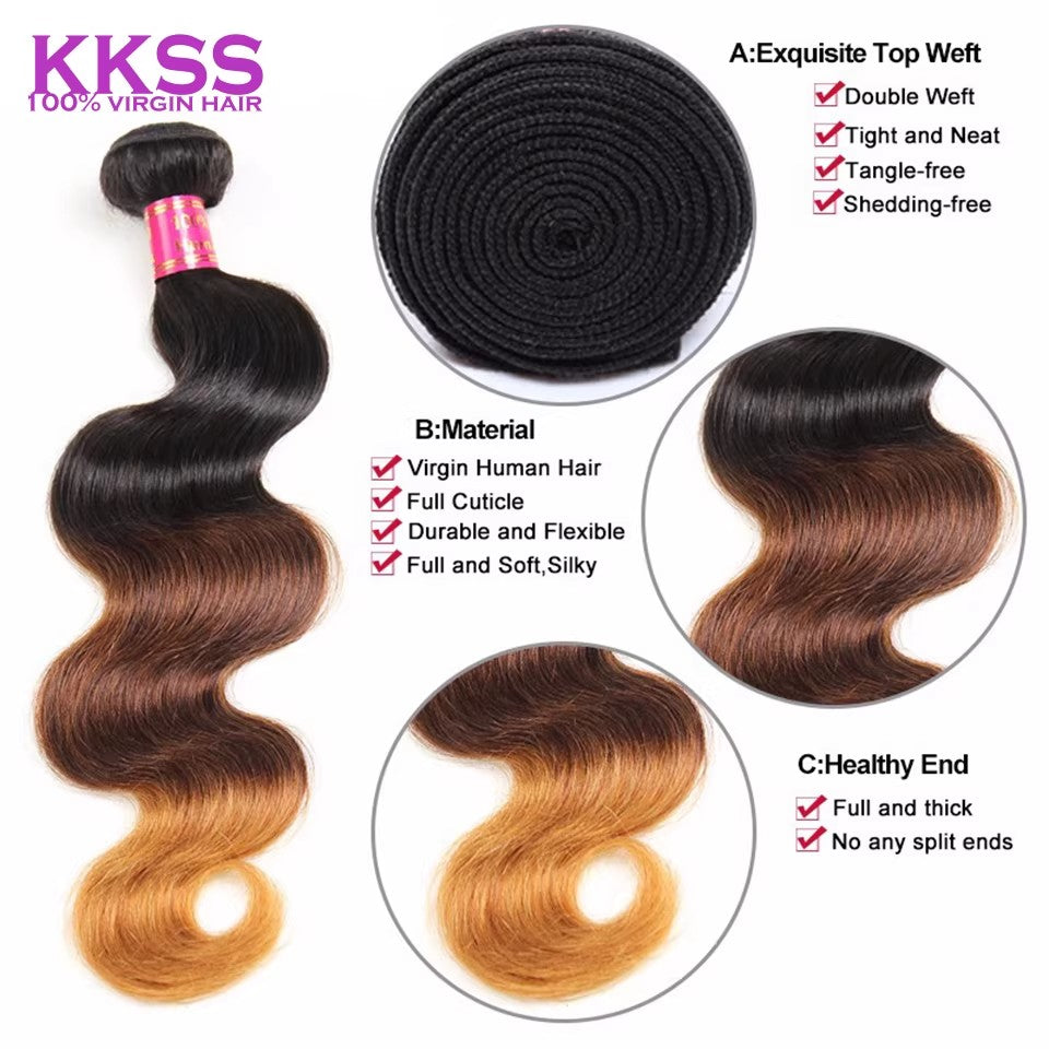 9A ombre human hair brazilian virgin Hair body wave bundles