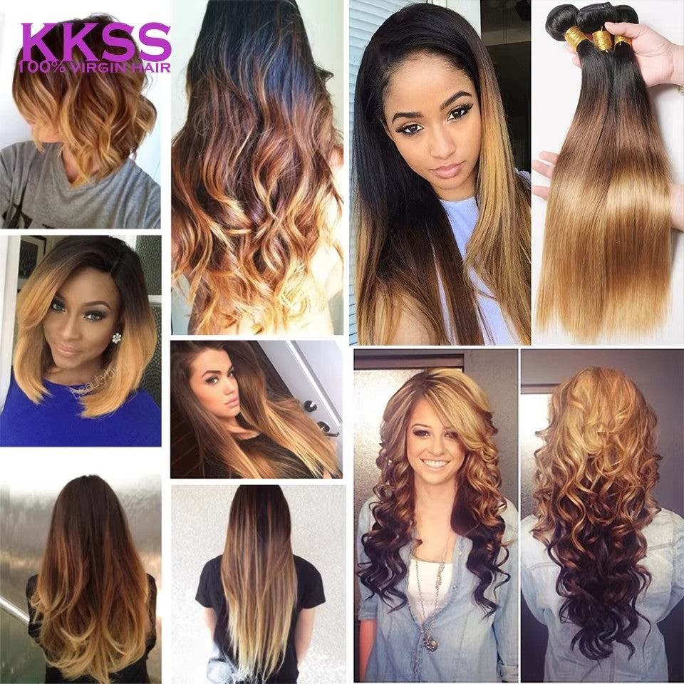 Ombre Human Hair Brazilian Straight 1B/4/27